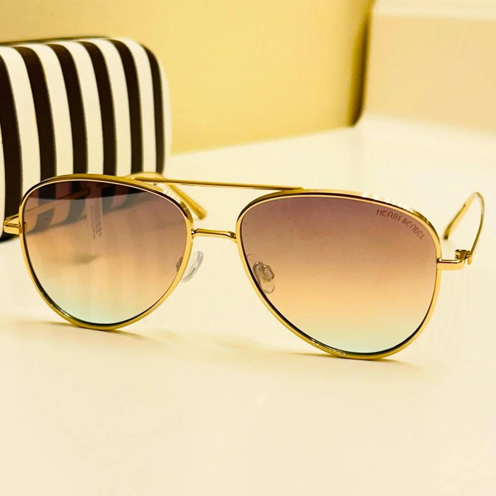 🔥EXTREMELY🔥 RARE Henri Bendel Brynn Gradient Aviator Sunglasses - Picture 2 of 14